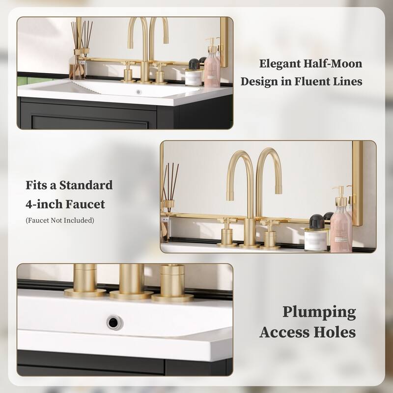 24" Bathroom Vanity with Integrated Ceramic Sink, Bathroom Cabinet with 2 Doors, Single Sink Bathroom Vanity