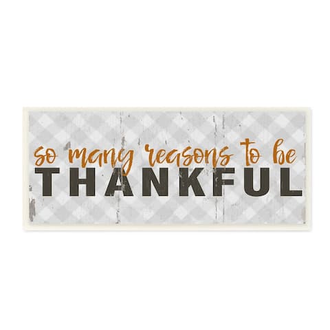 Stupell Industries Reasons to be Thankful Quote Autumn Charm Wood Wall Art