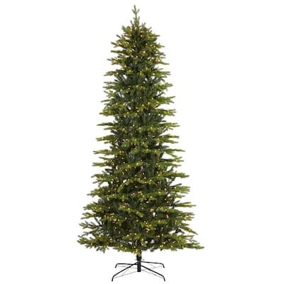 9’ Belgium Fir Artificial Christmas Tree, Clear LED Lights - 9 Foot