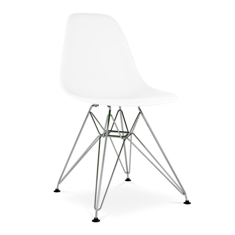 HomeRoots White and Silver Steel Dining Side Chair