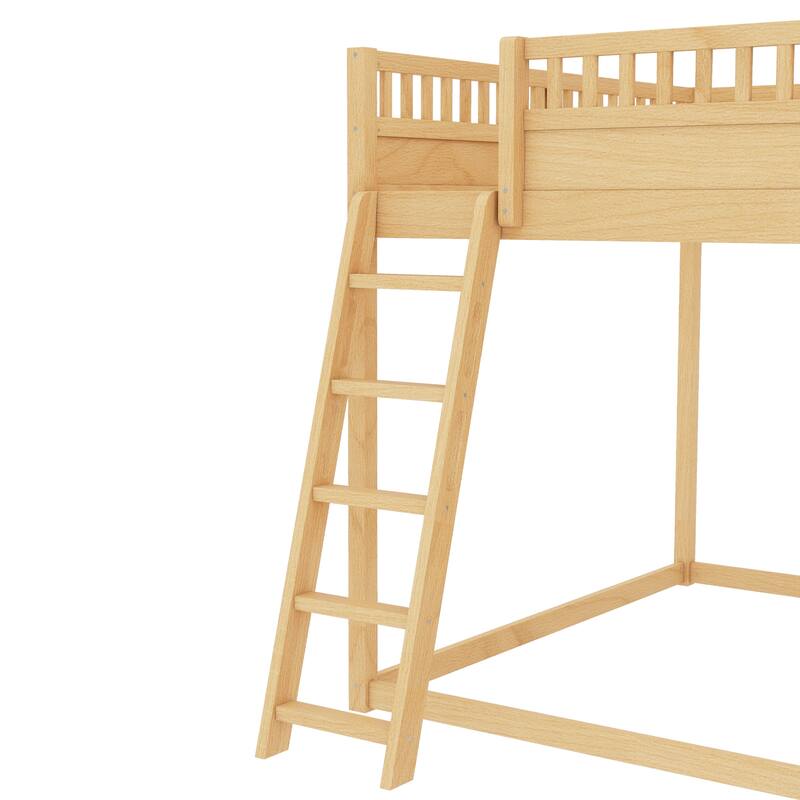 Queen/Full Loft Bed with Upholstered Headboard, Storage & Slide