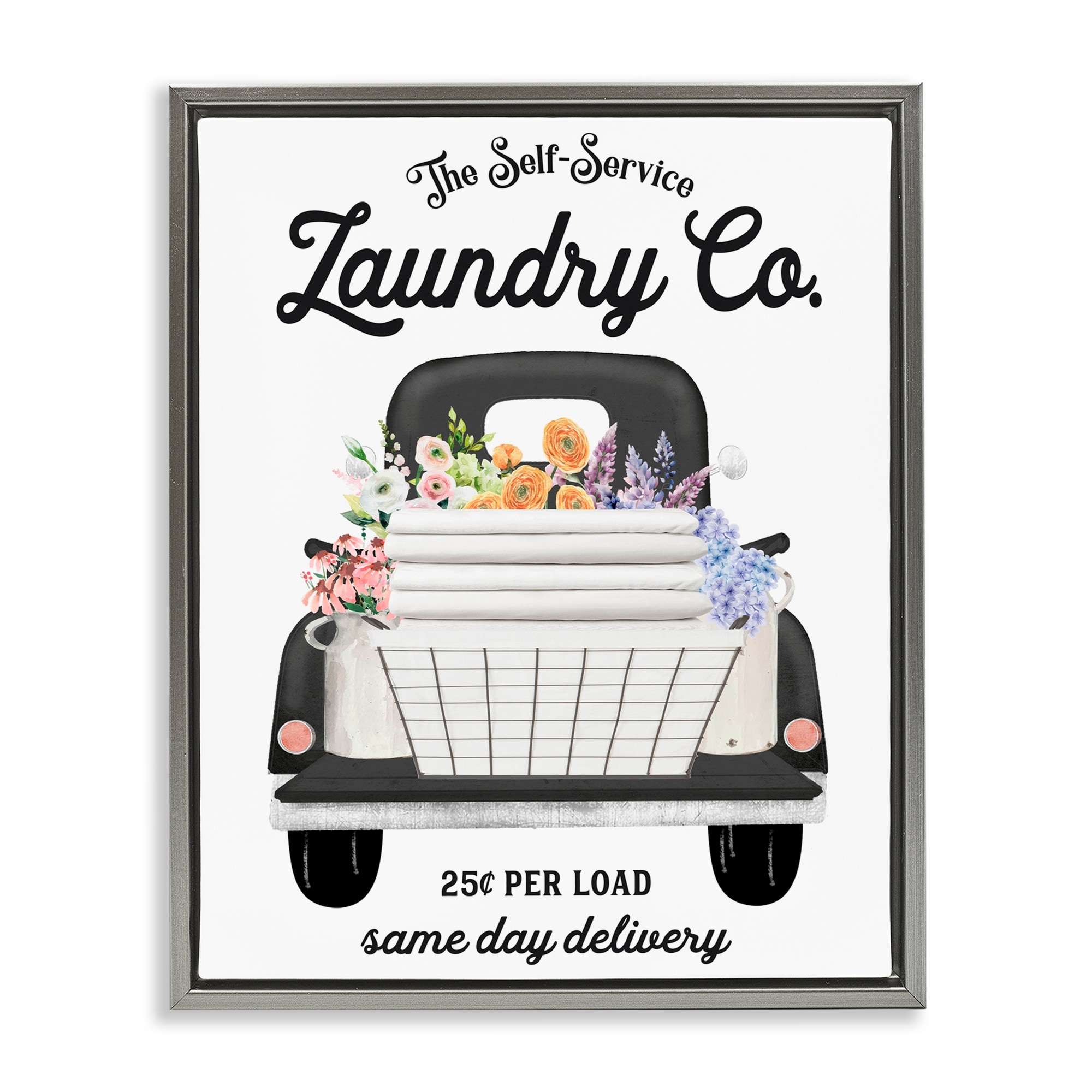 Stupell Laundry Service Truck Framed Floater Canvas Wall Art Design By Lettered and Lined