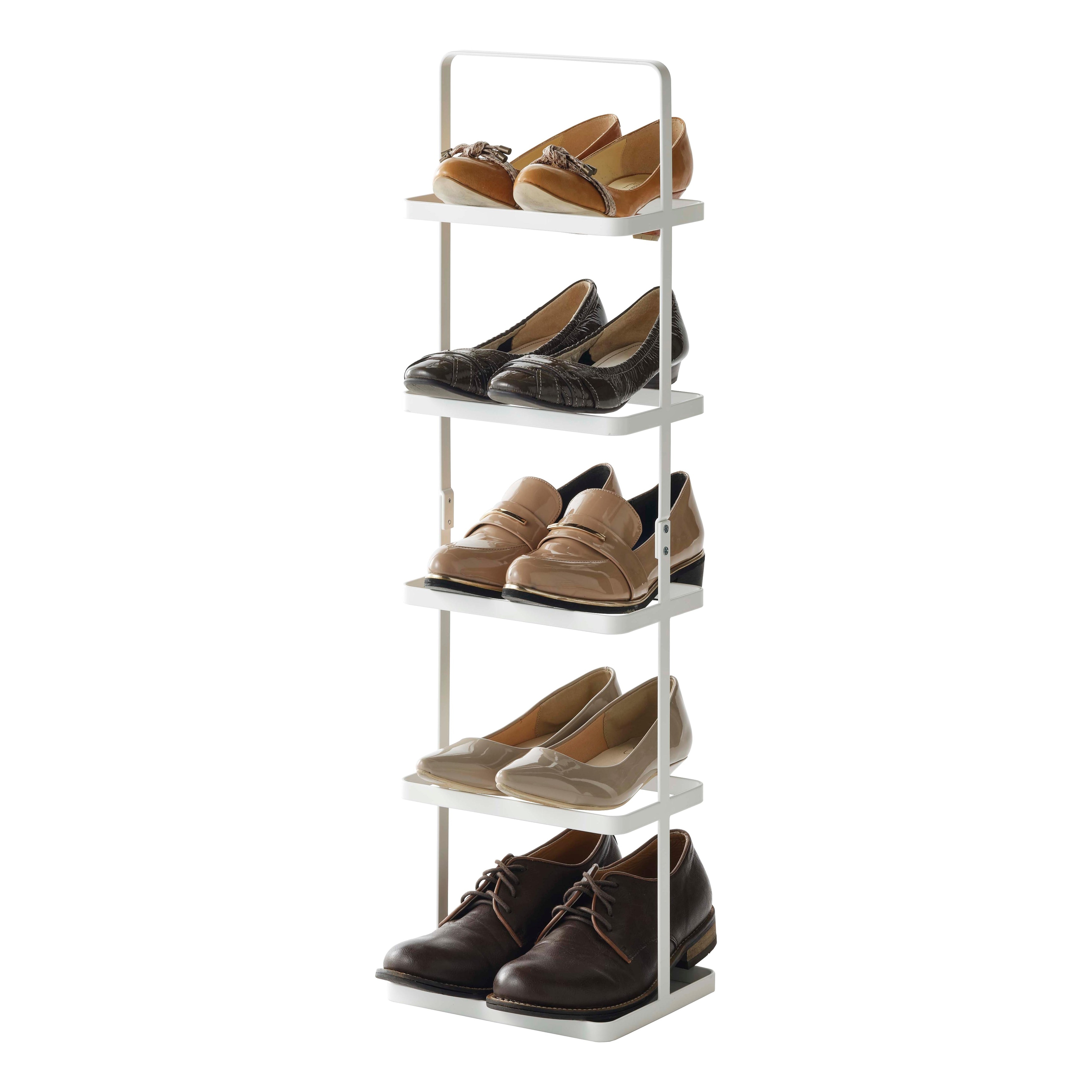 Yamazaki Home Shoe Rack - Two Styles, Steel, Holds 5 shoes, Holds 11 lbs - L 7.09 x W 8.66 x H 30.51 inches