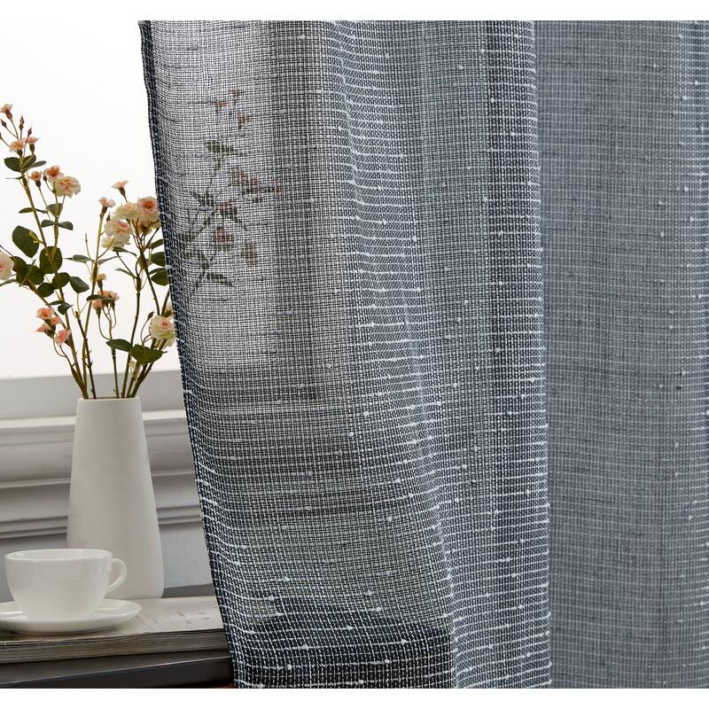 HLC.ME Emily Faux Linen Semi Sheer Light Filtering Transparent Grommet Lightweight Window Curtains Drapery Panels, 2 Panels