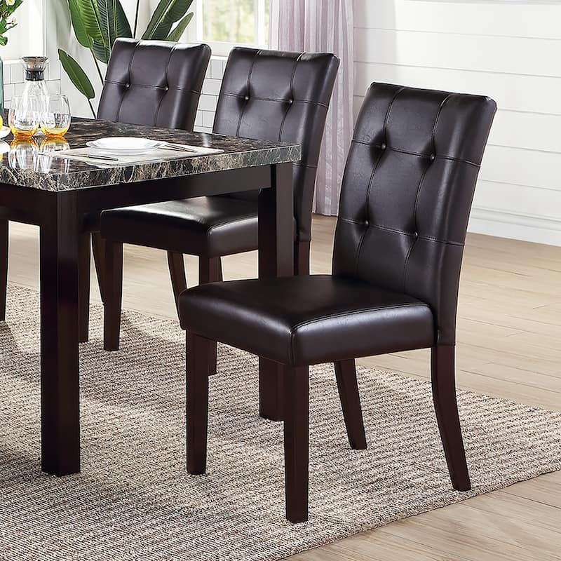 Upholstered Dining Chairs With Button Tufted in Espresso(Set of 2)