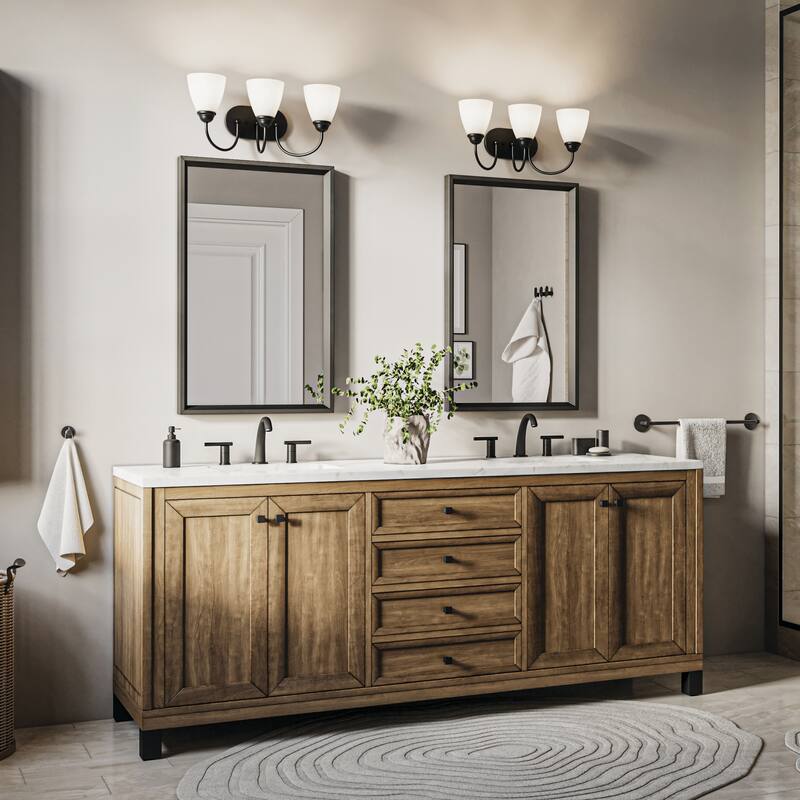 Kichler Lighting Jolie 3-Light Vanity Light with Satin Etched Glass in Black