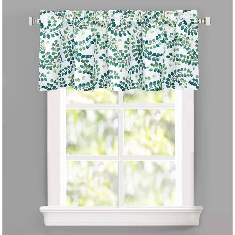 DriftAway Aleena Floral Scroll Valance 2 Layers Window Curtain Valance