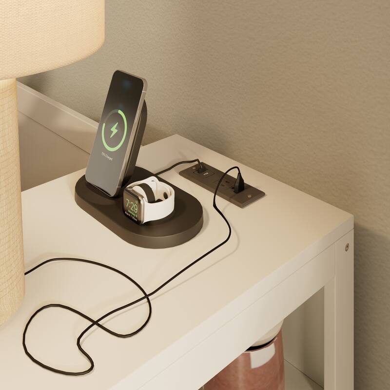 Wooden Twin Size Daybed with Side Shelves & Charging StationV