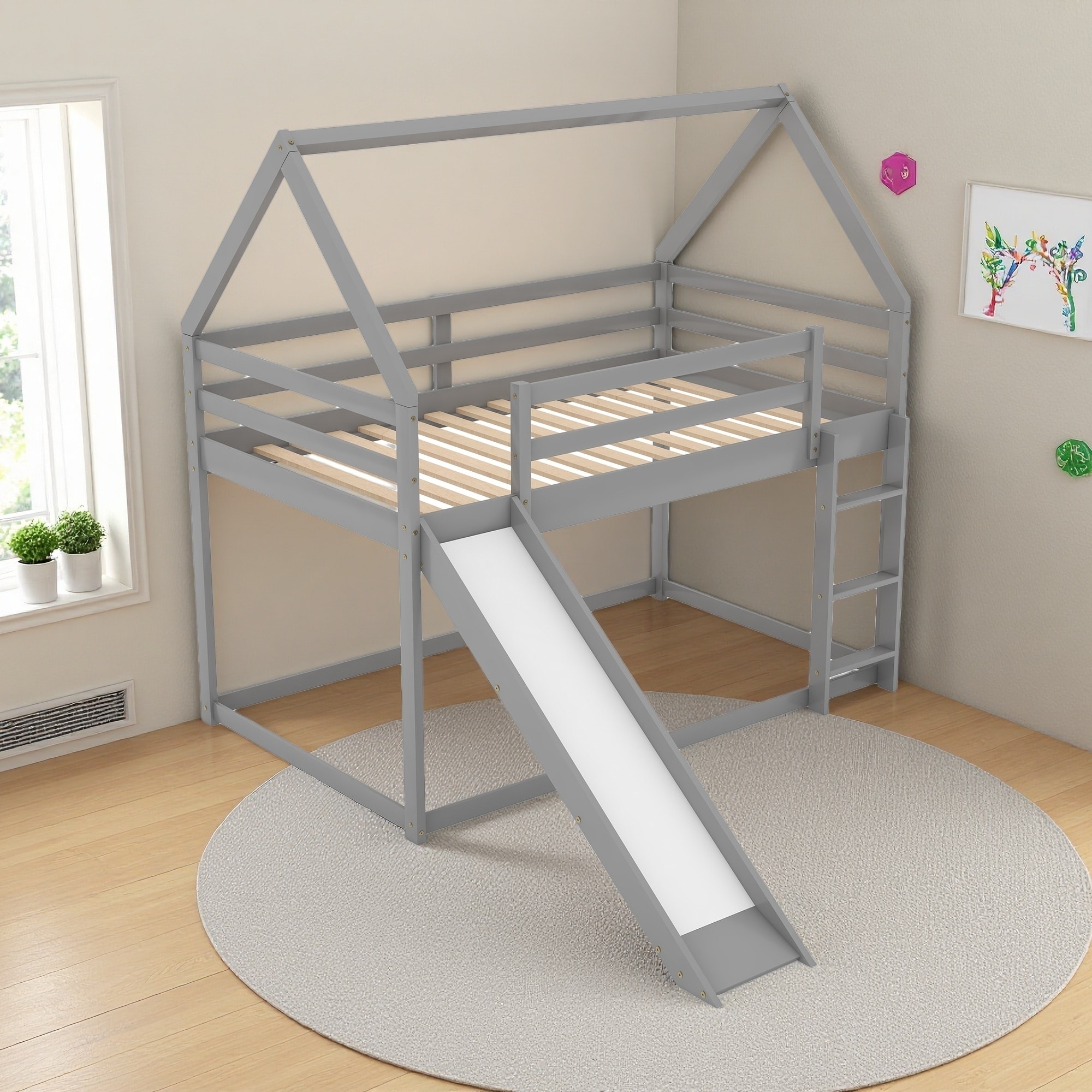 Twin Pine Bunk House Bed with Slide & Ladder