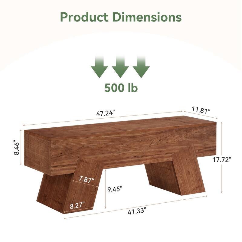 Solid Wood Shoe Bench with Sturdy Legs