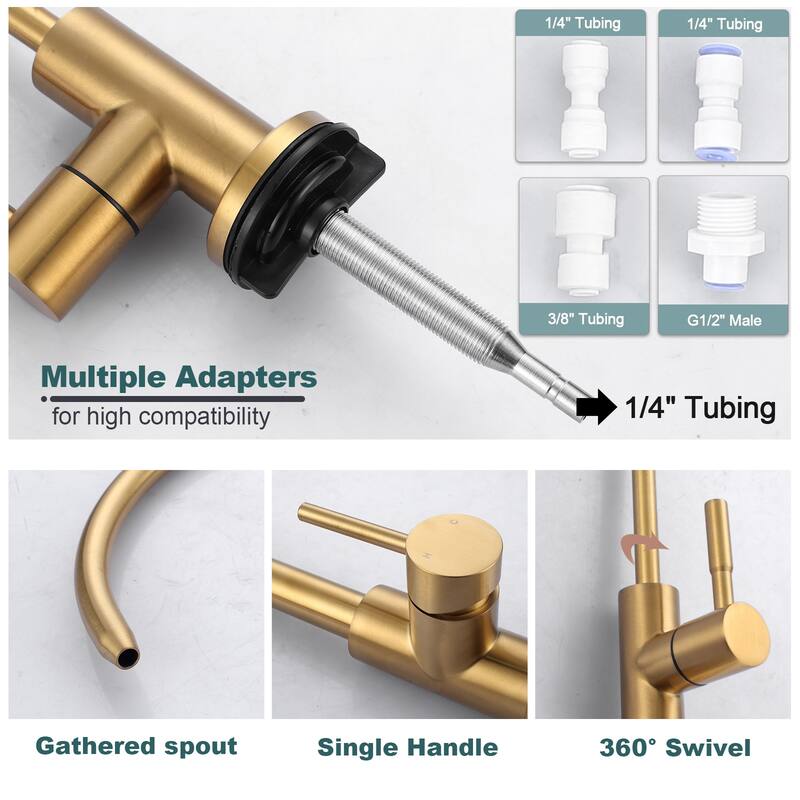 WOWOW Three Function Pull Down Kitchen Faucet with Drinking Water Faucet