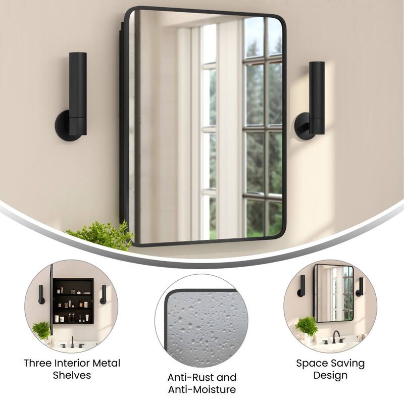 Recessed Bathroom Medicine Cabinet with Beveled Mirror - 24"W x 4"D x 29.75"H