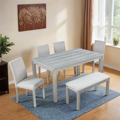 Wooden Dining Rectangular Table with Bench,Kitchen Table with Bench
