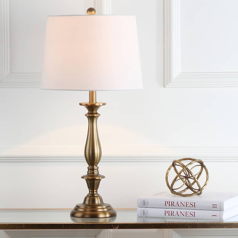 SAFAVIEH Lighting 29-inch Brighton Candlestick Gold Table Lamp (Set of 2)