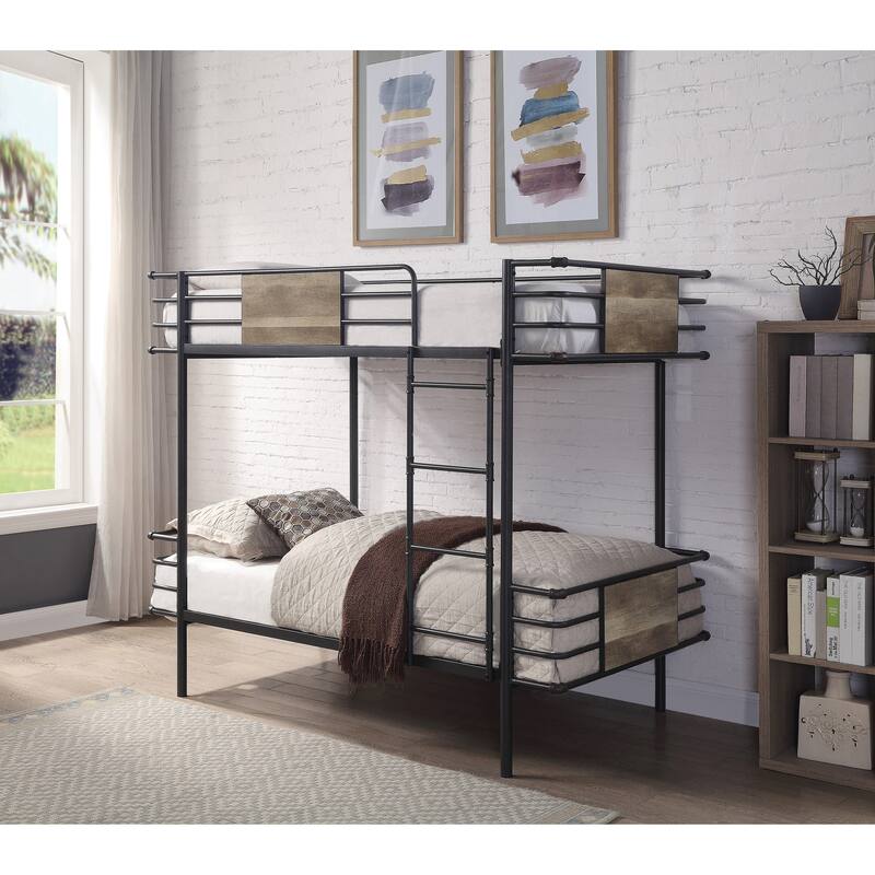 Curry Gunmetal Twin over Twin Bunk Bed