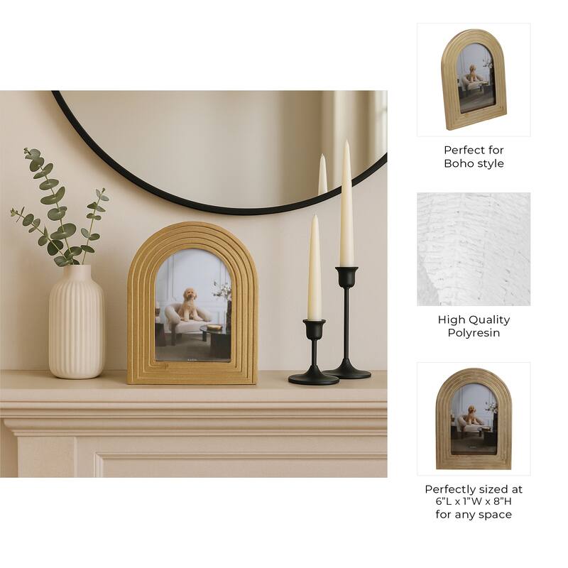 Gold 4x6 in. Polyresin Dome Arches Boho Photo Frame