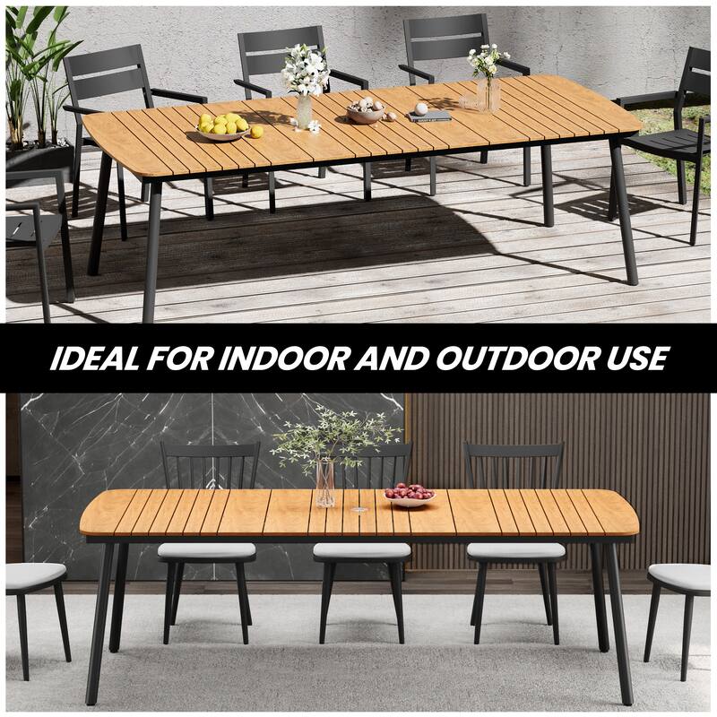 11-Piece Outdoor Patio Aluminum Dining Table and Stackable Armless Dining Chairs Set