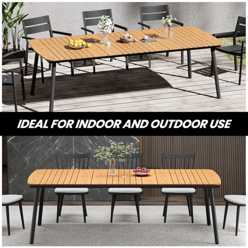 Outdoor Patio Dining Table Rectangular Aluminum Outdoor Table for 6/8/10 Person