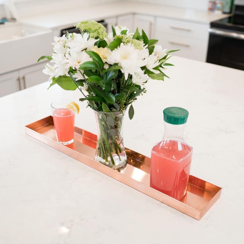 Achla Designs Long Decorative Stainless Steel Tray, Polished Copper Plated