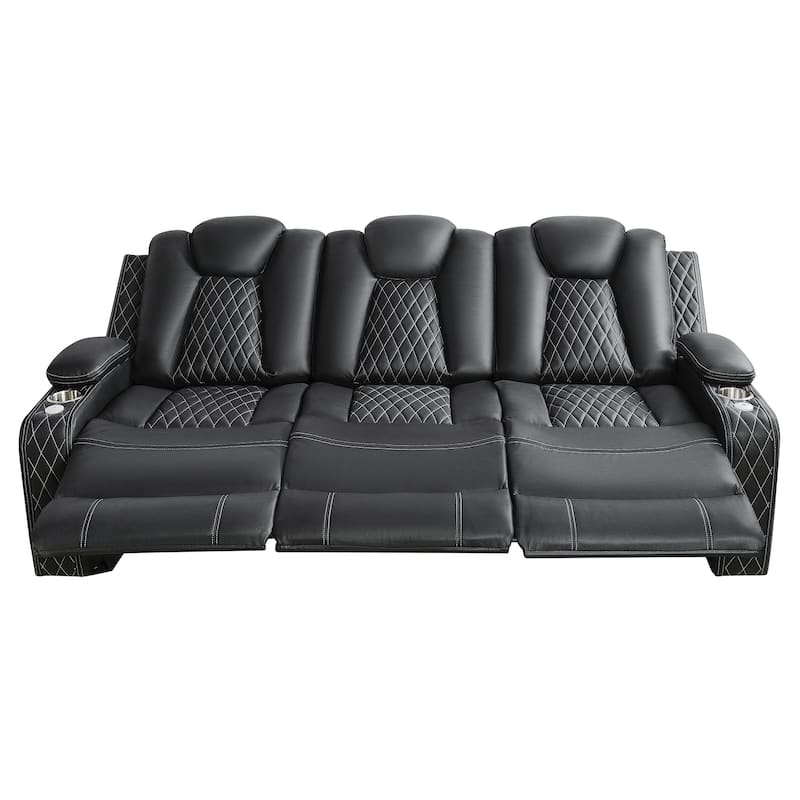 Premium Air Leather Home Theater Loveseat with LED Lights, Recliner with Built-in Speakers & Wireless Charging