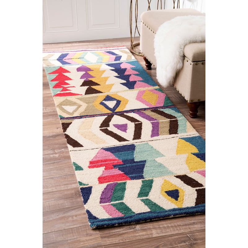 Nuloom Aurora Geometric Wool Area Rug - 2' 6" x 14' - Multi