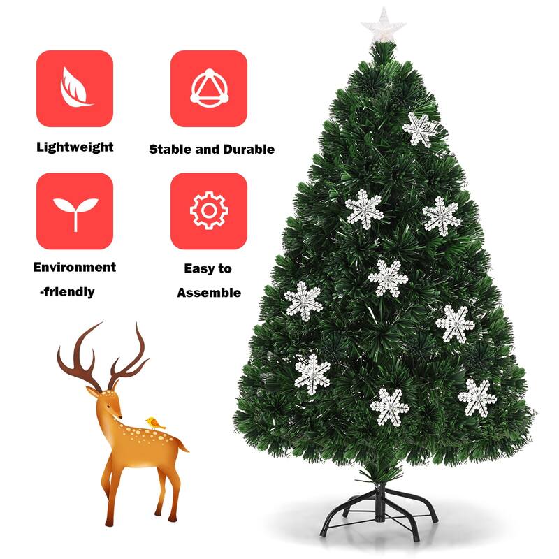 Gymax 6' Pre-Lit Multi-Color Lights Fiber Optic Artificial Christmas