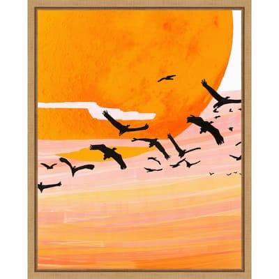 Time Flies Bird Sunset by Uma Gokhale Framed Canvas Wall Art