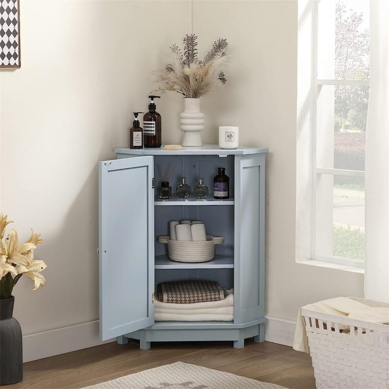 Bathroom Storage Cabinet with Adjustable Shelves,Free Standing Corner Cabinet with Single Door,Freestanding Floor Cabinet