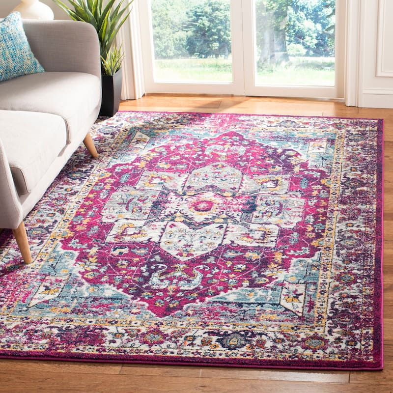 SAFAVIEH Evoke Spasenka Vintage Boho Medallion Rug - 9' x 12' - Fuchsia/Ivory