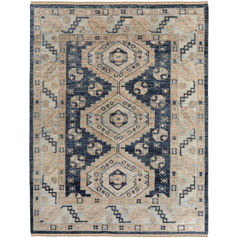 Foxboro R6943 Diamond Traditional Area Rug - 1'6" x 1'6" Square - Blue/Ivory