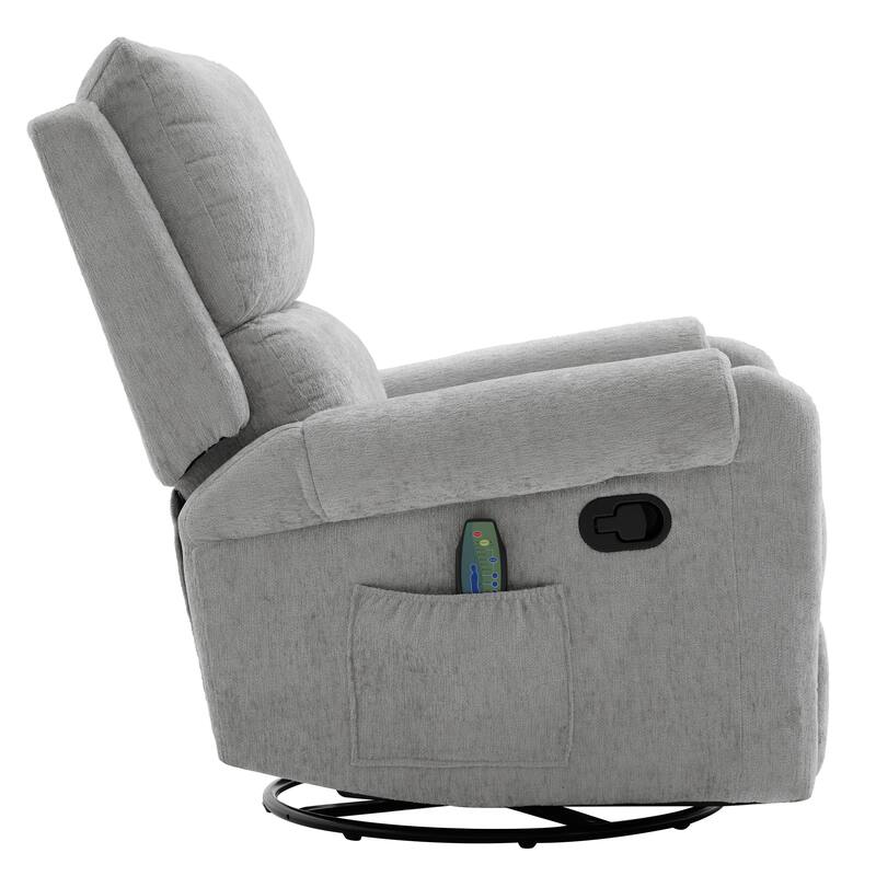 Christopher Knight Home - Solara Upholstered Swivel Rocker Recliner Chair with Massage and Side Storage Pocket