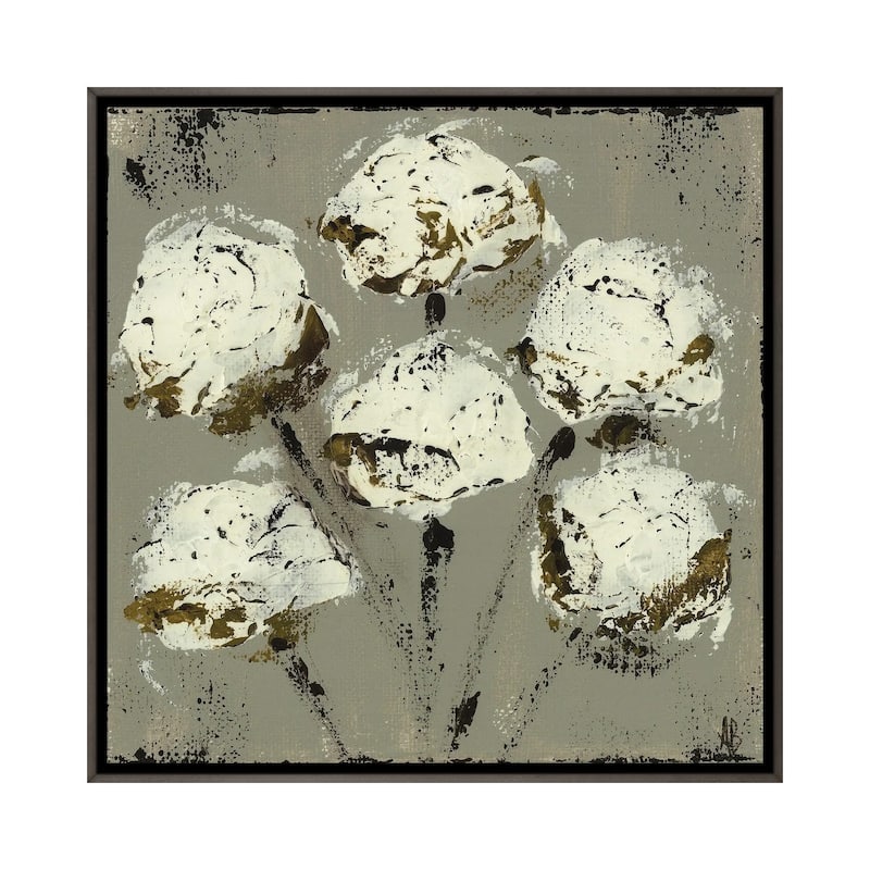 iCanvas "Grey Cotton Stems" by Ashley Bradley Framed - 26x26 - Charcoal