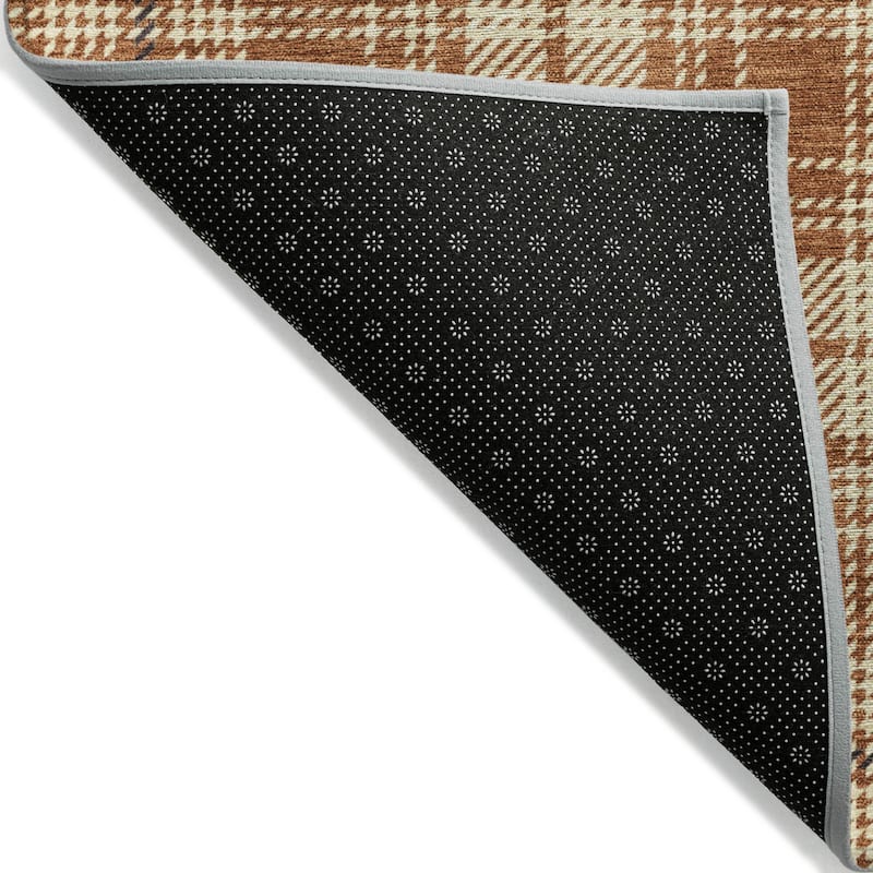 Machine Washable Indoor/ Outdoor Plaid Chantille Rug