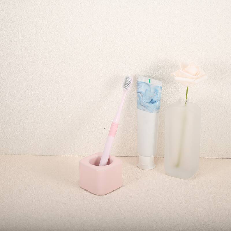 Toothbrush Holder, Square Mini Ceramic Toothbrush Holder Electric Toothbrush Holder 2.20"x2.20"x1.73", for Bathroom