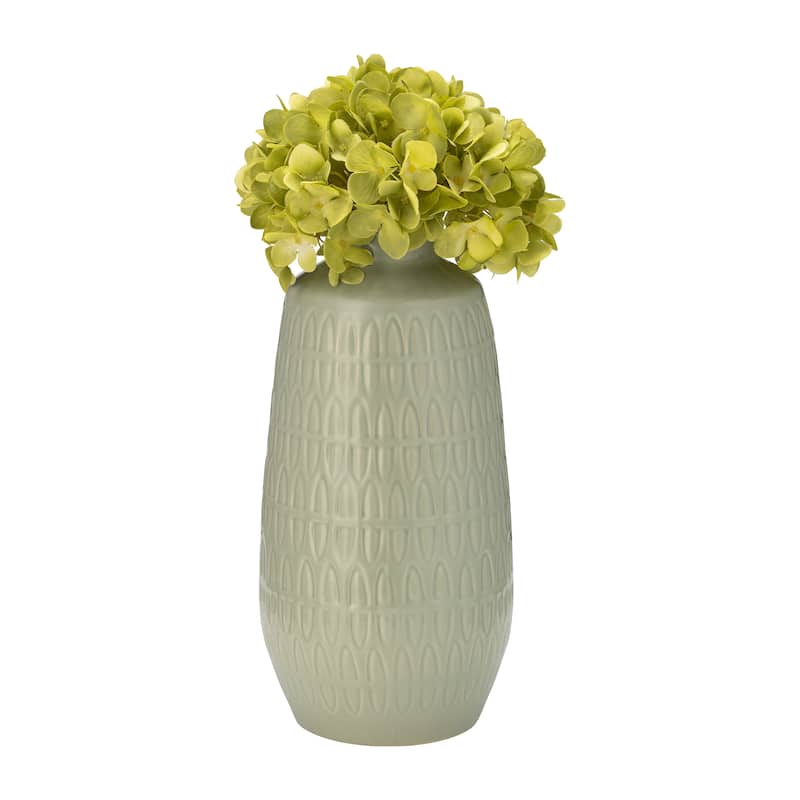 Sagebrook Home Ceramic Vase Carved Design Decorative Light Colored Table Vase for Home or Office Decor