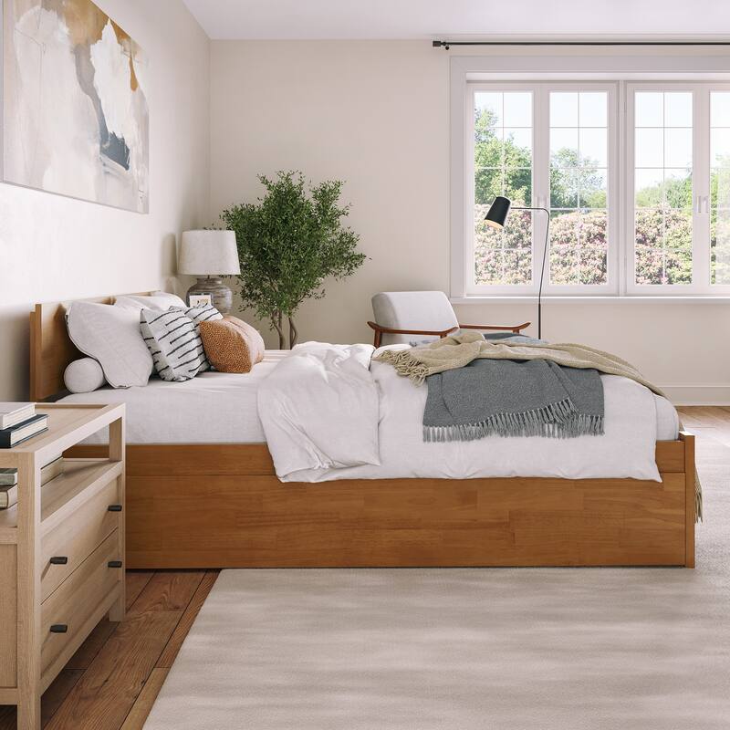 AFI Orlando Platform Bed with Footboard & Twin XL Trundle