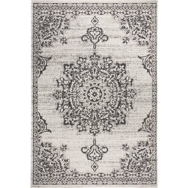 Nicole Miller Patio Country Azalea Indoor/Outdoor Area Rug - 5'2"x7'2" - Grey/Black