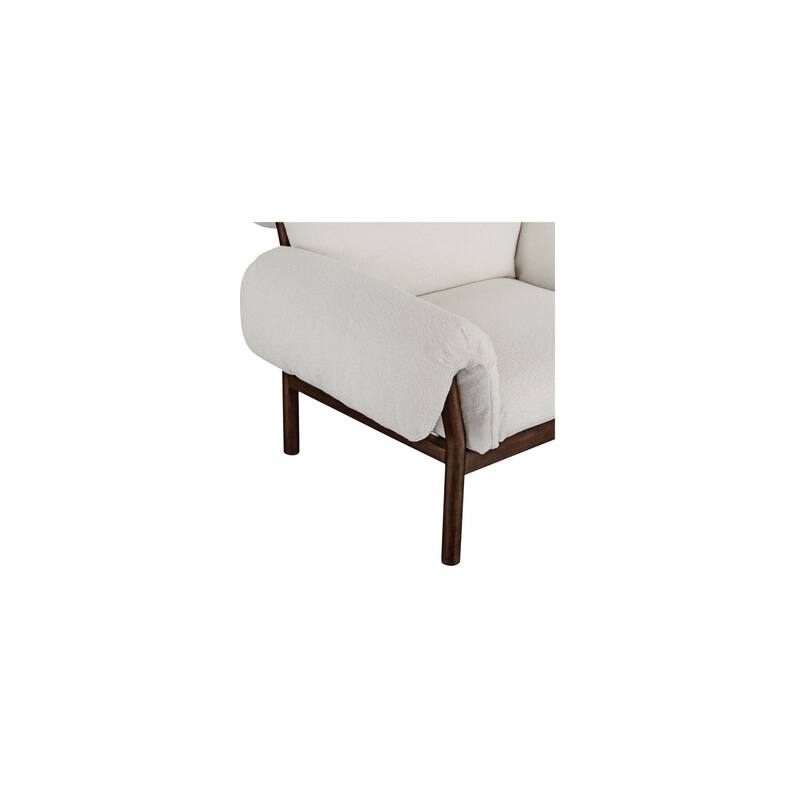 NADAAL STUDIOS Halden Lounge Chair, Spindle-Back Solid Ash Frame with Fold-Over Cushions, Ivory