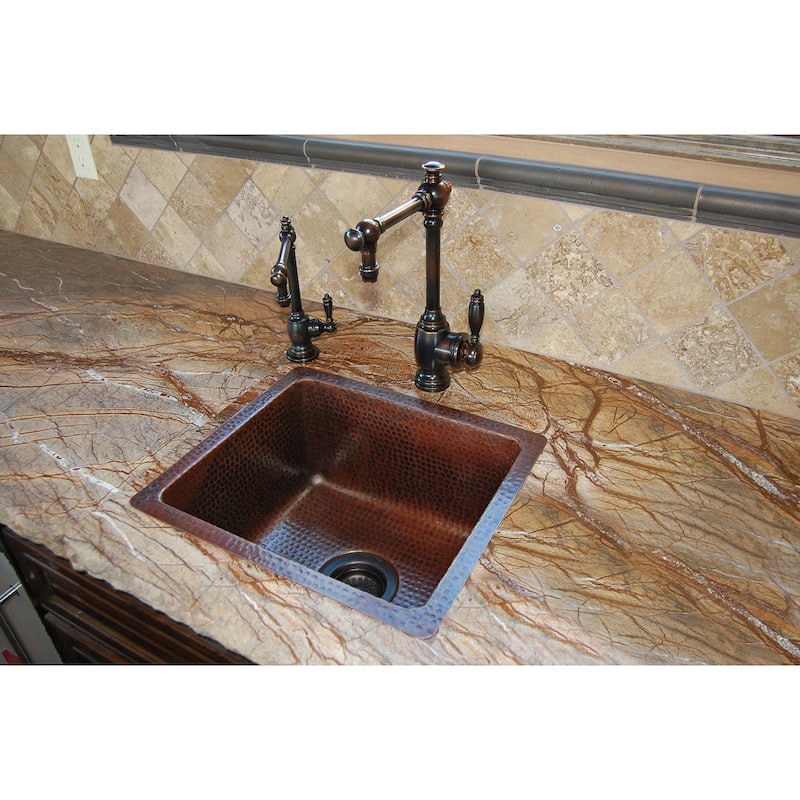 16-in Gourmet Rectangular Hammered Copper Bar/Prep Sink (BREC16DB)