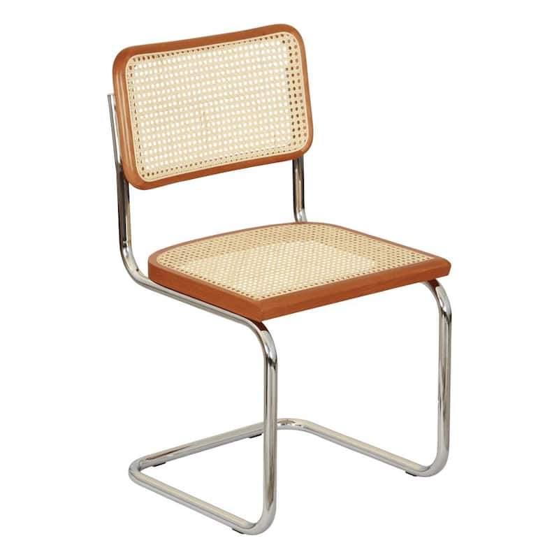 Breuer Chair Company Marcel Breuer Cesca Cane Cantilever Side Chair w/ Chrome Steel Frame (Various Wood & Cane Colors) - Cherry & Natural