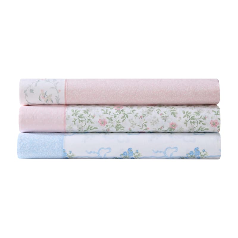 Laura Ashley Percale Cotton Printed Hem Sheet Sets