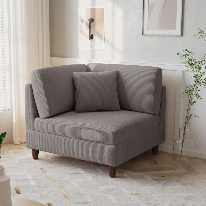 Corduroy Accent Chair with Ottoman Modular Couch Sectional Sofa
