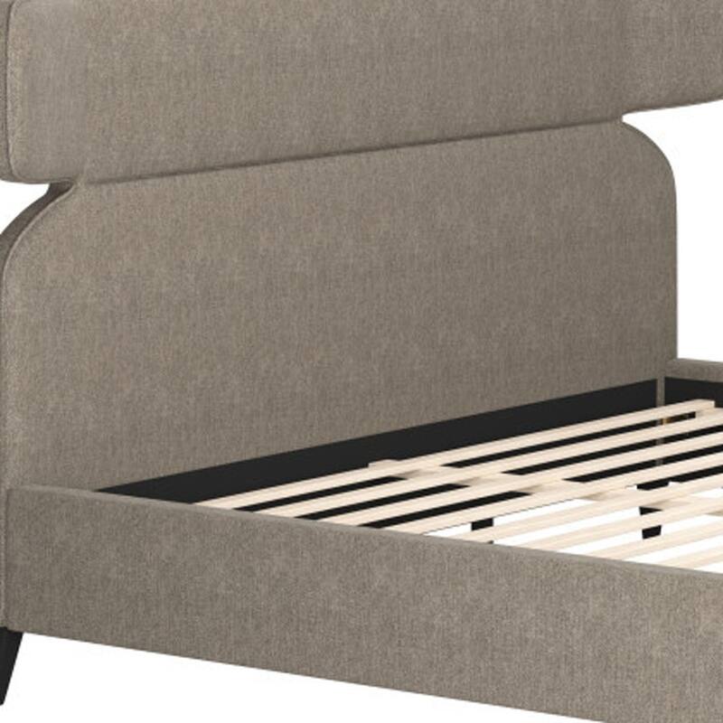 HomeRoots Brown Solid Wood And Upholstery King Bed Frame