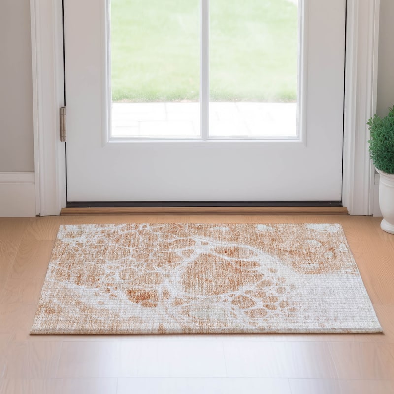 Premium Washable Super Soft Abstract Ink Mayfield Rug - Coral - 1' 8" x 2' 6" - Rectangle