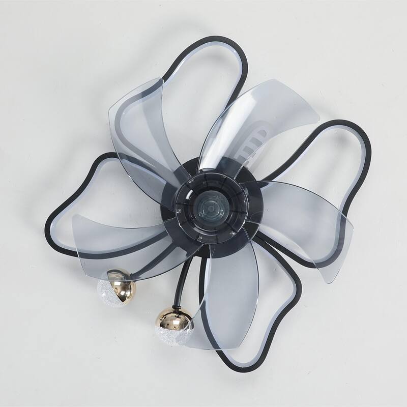 20 in. W x 6 in. H Iron Ceiling Fan in Black with Dimmable LED Lights - 20" x 6" in.