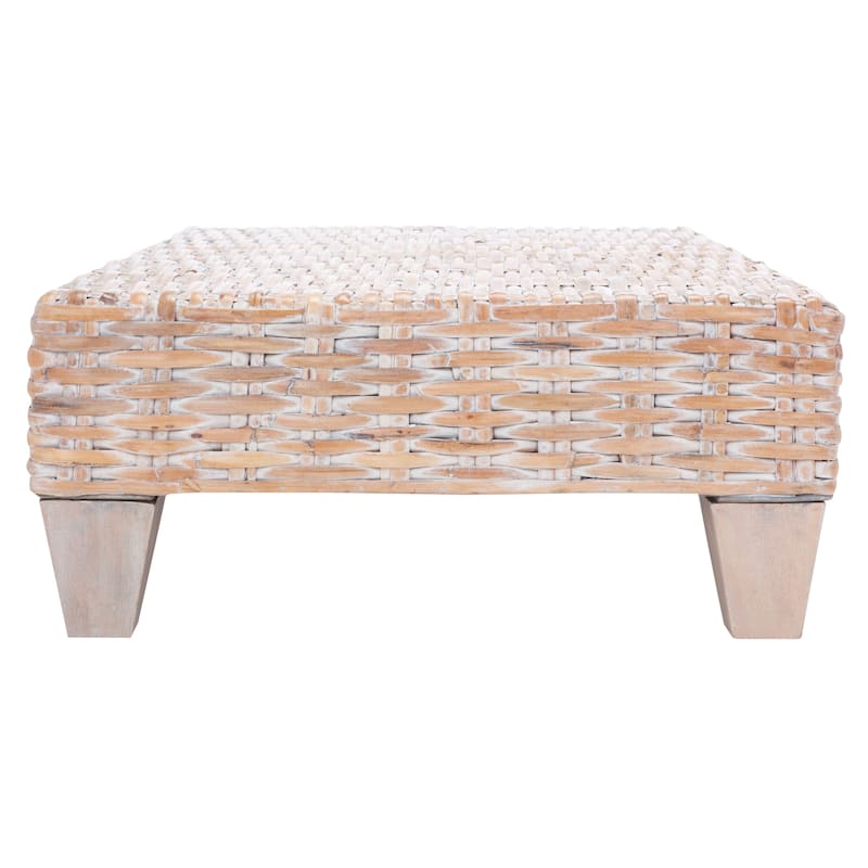 SAFAVIEH Caron Washed Natural Wicker Bench - 41" W x 28" D x 12" H - 41Wx28Dx12H