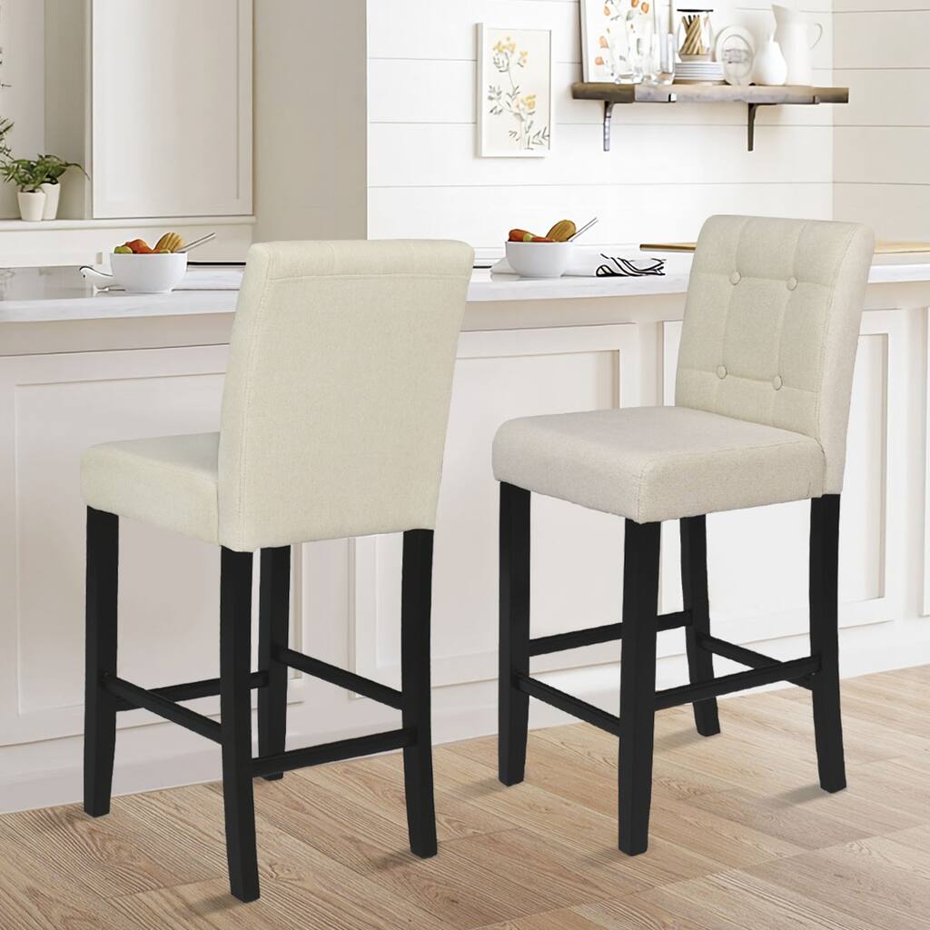 Counter Height Bar Stools 26" Seat Height set of 2 linen Chairs - 40"x19"x17"