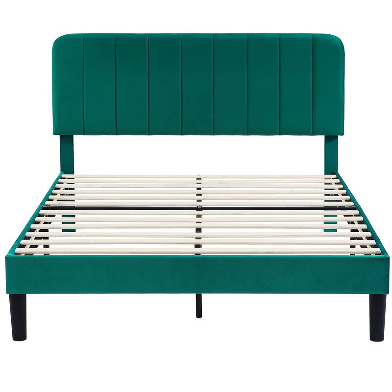 Javlergo Upholstered Platform Bed Frames with Height Adjustable Headboard, Sturdy Wooden Slats/Noise-free