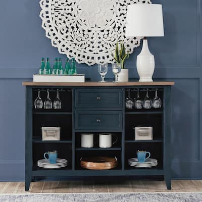 Lakeshore Server with Stemware Rack and Adjustable Shelves - Navy