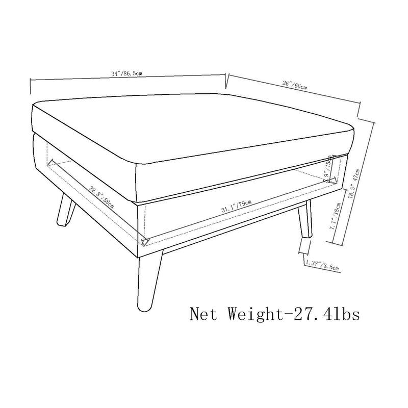 Wyndenhall Ethan Mid-century Modern Rectangular Table Ottoman